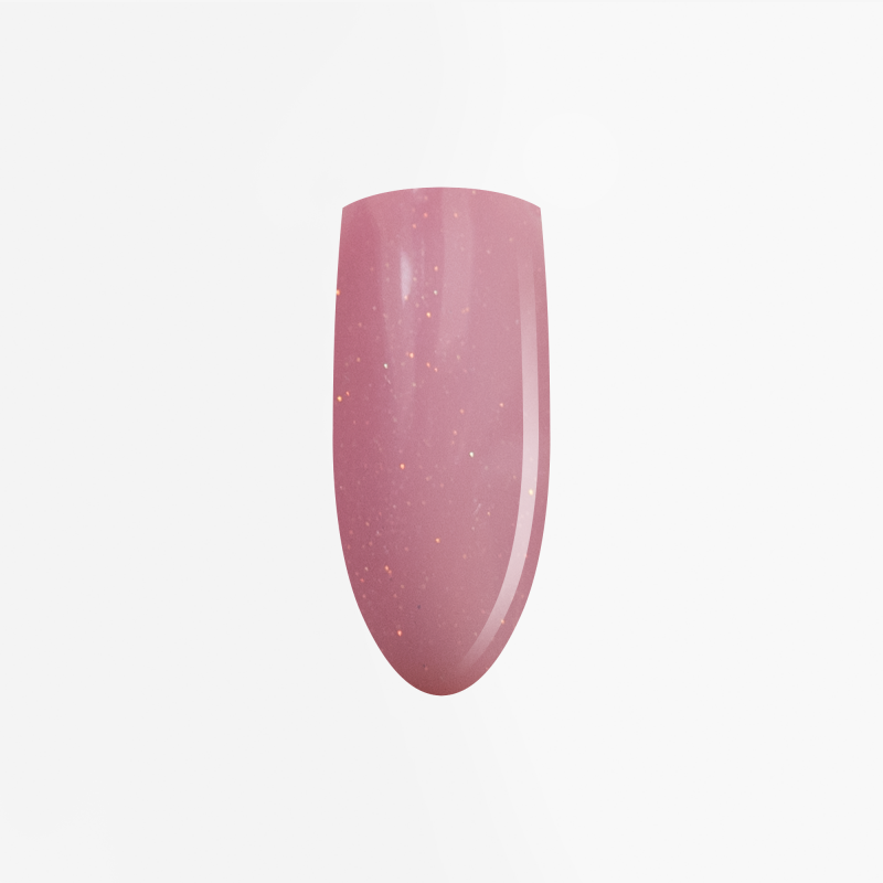 Lakier hybrydowy O!Nails Eclair w kolorze cielistym z nutą różowego i drobinkami