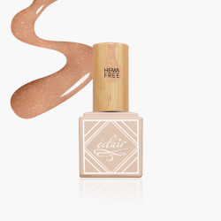 ciepły odcień beżowego nude ze złotymi drobinkami bazy hybrydowej Hema Free TAN BASE Simply Mani by Eclair 7ml