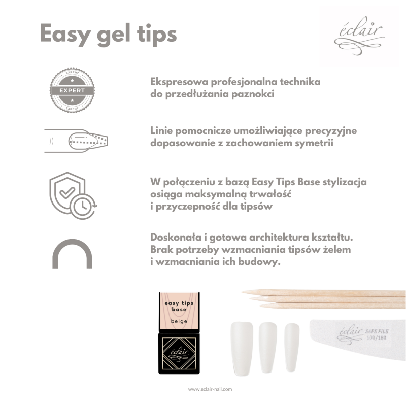 zalety tipsów na paznokcie Easy Gel Tips Eclair Nail