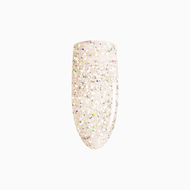 złoty odcień lakieru z holograficznymi drobinkami w lakierze hybrydowym Astro Dust 7ml Eclair Nail