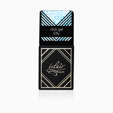 transparentny żel w butelce z niebieskimi drobinkami brokatu Click Gel ELFY 14ml Eclair Nail - zdjęcie 1