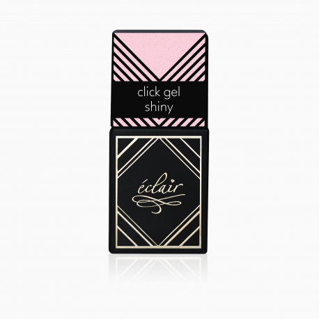 pudrowy róż z drobinkami w żelu do paznokci w butelce Click Gel SHINY 14ml Eclair Nail - zdjęcie 1