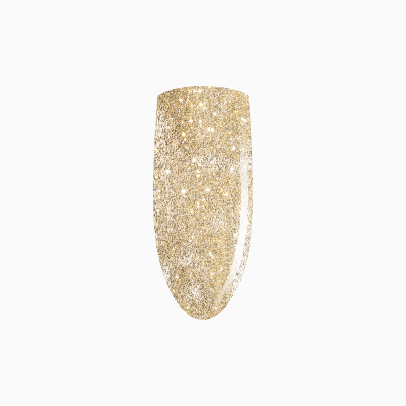 lekko transparentny odcień złotego brokatu - lakier hybrydowy POP THAT GLITTER Eclair 7ml