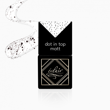 matowy top hybrydowy z czarnymi drobinkami Dot In Top 7ml Eclair Nail - zdjęcie 1