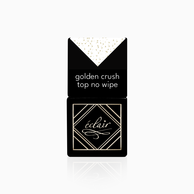 butelka topy hybrydowego ze złotymi drobinkami Golden Crush Top No Wipe 7ml Eclair