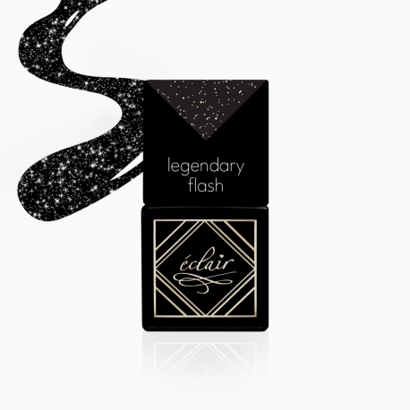 czarny lakier hybrydowy z efektem flash Legendary Flash 7ml Eclair Nail - zdjęcie 1