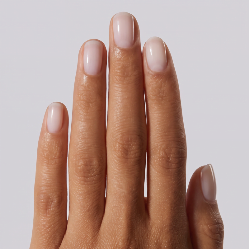 mleczna odżywka do paznokci Nailixir Soft White Eclair Nail na paznokciach